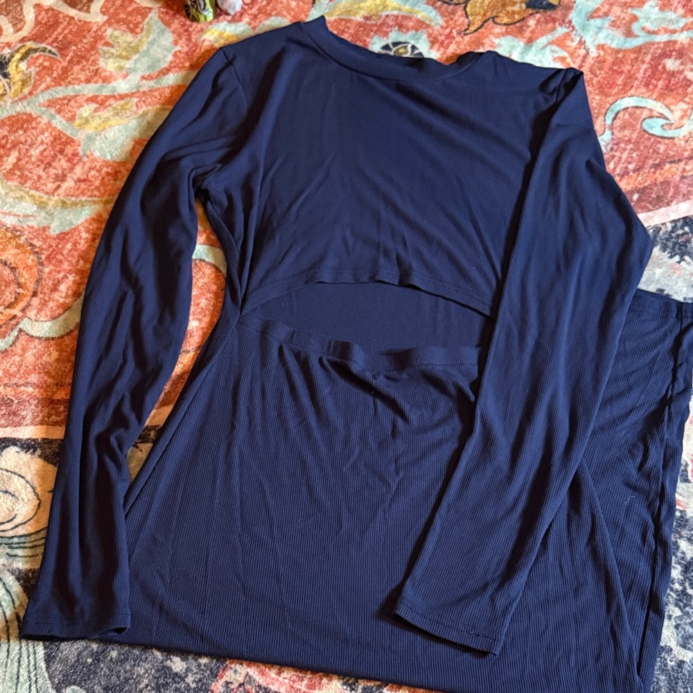 Chic Navy Long Sleeve Blouse